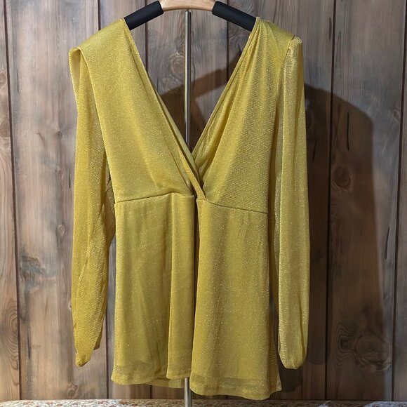 Torrid Knit Glitter Lurex Surplice Peplum Top Size 2 - Picture 5 of 10